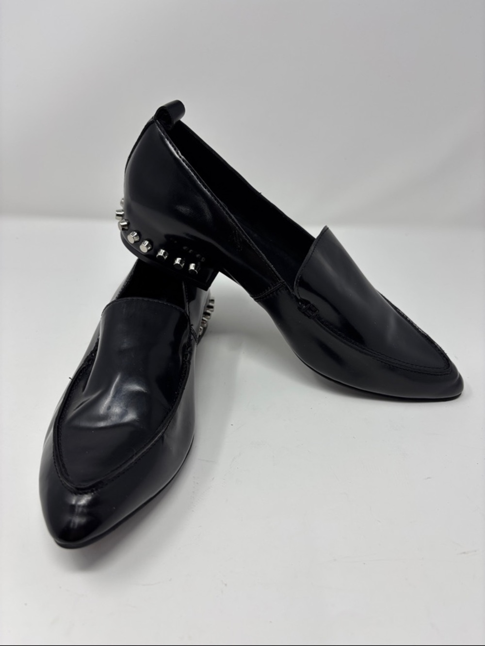 Jeffrey Campbell | Black Studded Leather Pointed Loafer - Women's 7.5 7.5M